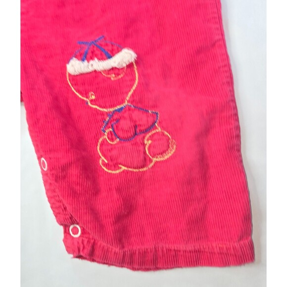 Vintage Girls 2T Jumpsuit Overalls Pink Red Brown Embroidered Cats Dogs Corduroy - Picture 16 of 16